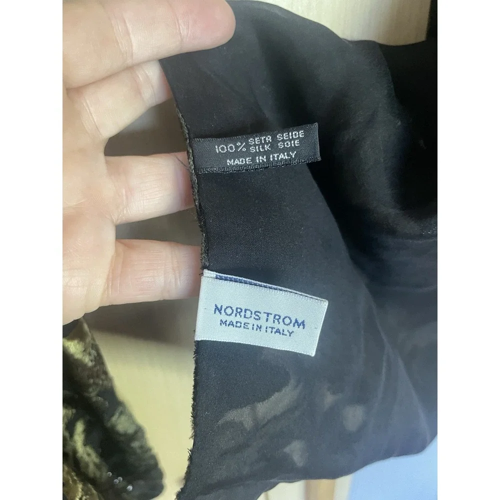 Nordstrom Velvet Burnout Floral Scarf Silk Italy Black Gold Boho Party Goth New